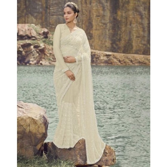 Floral Print Silk Saree